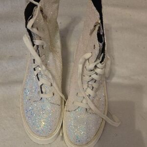 Glittery White Chunky Boots